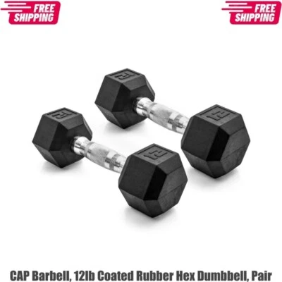 Barra CAP, mancuerna hexagonal de goma recubierta de 12 lb, par Foto 1 de 4
