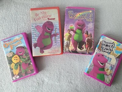 Barney Clam Shell VHS Lot Of 4; Outdoor fun, Musical Castle, Great Adventure.. - Image 1 of 3