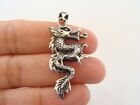 Carved Fire Dragon No Stone 925 Sterling Silver Pendant