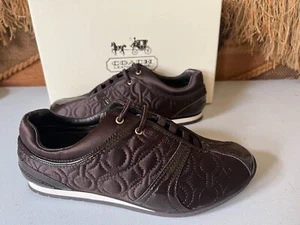 Coach Kellee Satin Logo  Womens Brown Slip-On Fashion Sneaker Shoes Size 6 M Euc - Picture 1 of 6