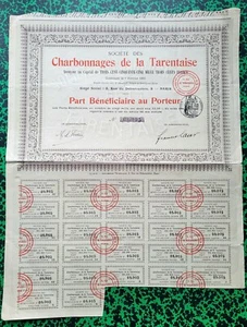 Dépt 73 & 75 - Vallée de la Tarentaise - Cie Minière des Charbonnages de 1911 - Picture 1 of 1