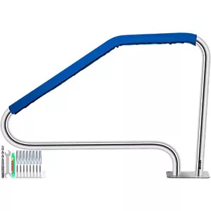 49.4" x 34" Swimming Pool Stair Rail Stainless Steel Rated 375lbs Load Capacity - Picture 1 of 11