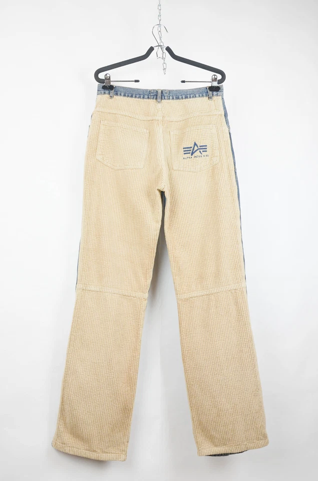Pantalones de mezclilla de pana Alpha Industries vintage con retazos talla 30 EE. UU. Foto 1 de 4
