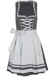 Neu 2-tlg.Set Dirndl und Schürze Gr. 38 Anthrazit Stahlgrau Damen Mini-Kleid - Bild 1 von 1