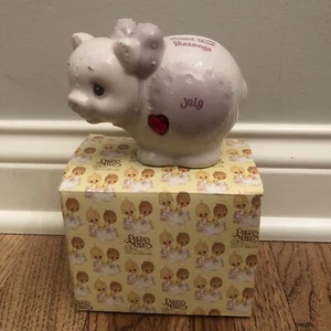 PRECIOUS MOMENTS Birthday Month JULY Piggy Bank Count your Blessings - Picture 1 of 8
