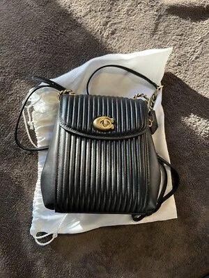 NEW Black Leather Coach Parker Backpack 16 With Quilting - Image 1 of 4
