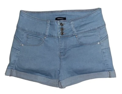 Pantalones Cortos Forever 21 Azul Denim Puños Talla S ¡Mejora el trasero! Foto 1 de 3