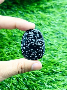 Beautiful Natural Snowflake Obsidian Cabochon For Making Pendent & Jewellery. - Picture 1 of 8