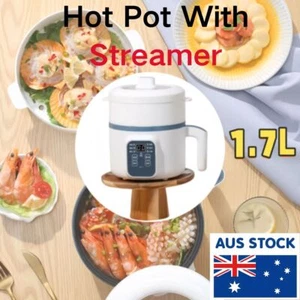 1.7L Smart Electric Hot Pot Mini Cooker with Steamer Non-Stick Electric Skillet - Picture 1 of 18