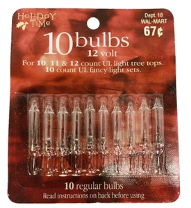 12 volt Christmas Light Bulbs Clear Mini for 10 11 12 Count Tree Topper 10 Pack - Picture 1 of 4