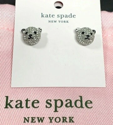 Kate Spade Polar Bear Pave Stud Earrings Arctic Friends New - Image 1 of 4