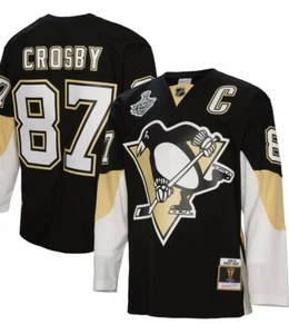 Toppa Capitano Uomo Mitchell & Ness Sidney Crosby Nero Pittsburgh Penguins 3X - Foto 1 di 6