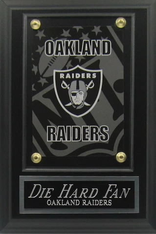 DIE HARD FAN OAKLAND RAIDERS LOGO CARD PLAQUE FOR YOUR MAN CAVE WALL DECOR Cover