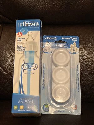 Dr. Brown's Biberón Flujo Natural 0+ Meses 8oz Cepillo de Limpieza 3 Tapas de Viaje Bebé Foto 1 de 4