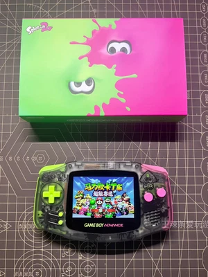 Game Boy Advance GBA Splatoon Clear Black  Console with iPS Backlit LCD MOD - Image 1 of 4