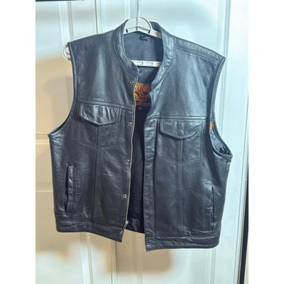 Milwaukee Leather Men’s 2XL Motorcycle Vest Black Genuine Leather Biker Riding - Image 1 of 4