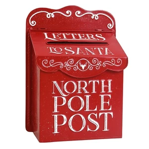 Red Metal Letters to Santa Christmas Wall Mounted Mailbox - North Pole Post X... - Picture 1 of 7