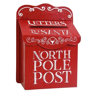 Red Metal Letters to Santa Christmas Wall Mounted Mailbox - North Pole Post X... - Image 1 of 4