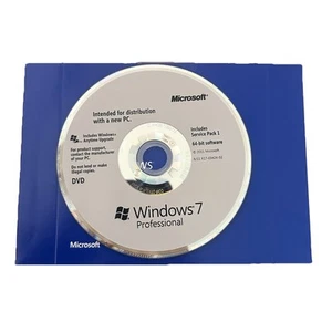 Microsoft Windows 7 Professional 64 bit, Includes Service Pack 1 DVD Only:No Key - Picture 1 of 2