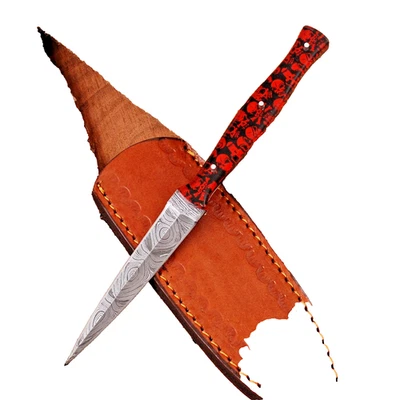 Faca adaga feita à mão lâmina fixa ponta dupla bota punidor caveira DESIGN - Imagem 1 de 4