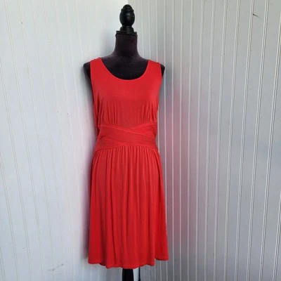  Avenue Women's Red Jersey Stretch Shift Sleveless Dress Rayon Sz 14/ 16 - Image 1 of 4