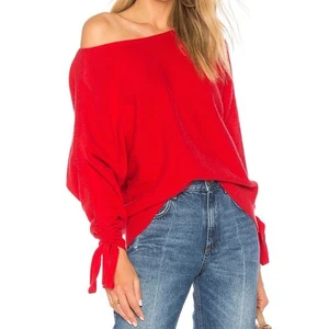 Maglione donna Joie rosso Dannee lana cashmere manica increspata medio - Foto 1 di 10