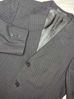 Ermenegildo Zegna 西装夹克男式 40 (50) 黑色深灰色细条纹西装外套羊毛 — 第 1/4 张图片