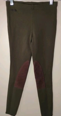 Polo Ralph Lauren Riding Leggings XSTP Green Equestrian Suede Patches Preppy - Image 1 of 4