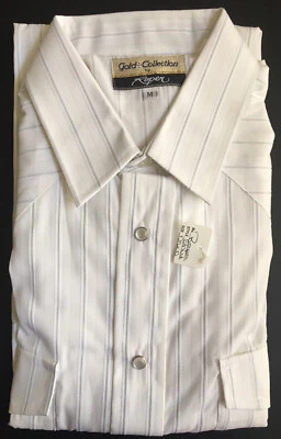 Camisa Western De Colección Nueva Con Etiquetas Colección Dorada Por Roper Pearl Snap M Rayas Blancas L/S Foto 1 de 4