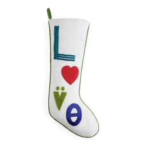 NWT LOVE Jonathan Adler Christmas Stocking BEADED LINEN EMBROIDERY - Picture 1 of 2