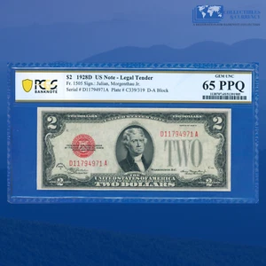 Fr.1505 1928D $2 Two Dollars Legal Tender Note, D/A Block, PCGS 65 PPQ #94971 - Picture 1 of 3