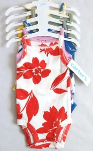 Carter's Baby Girls Newborn 5-Pack Floral Tank Bodysuits 1Q467810 ast Sleeveless - Picture 1 of 5
