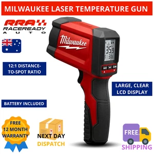 Milwaukee Alkaline Laser Temperature Gun Handheld Digital Thermometer LCD 9V - Picture 1 of 7