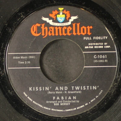 FABIAN: kissin' and twistin' / long before CHANCELLOR 7" Single 45 RPM - Image 1 of 2