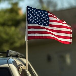 American car flag 12x18 inch USA window flag waving flags with plastic flagpole