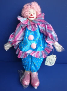 VTG Dynasty Doll 16" WALLY the Clown Porcelain w/Cowl & 5" FEET MINT UNUSED 1985 - Picture 1 of 19