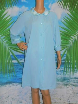 S-M ARISTOCRAFT Винтажный халат на пуговицах спереди Домашний халат Нижнее белье Малиновка Яйцо синий - Изображение 1 из 4