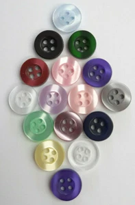 Round buttons Polyester 11mm 4 hole buttons - 15 colours - 15% multibuy - Picture 1 of 26