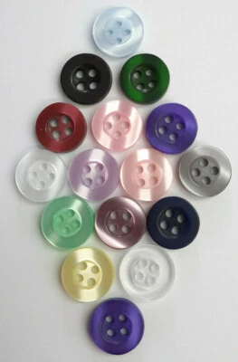 Round buttons Polyester 11mm 4 hole buttons - 15 colours - 15% multibuy - Image 1 of 4