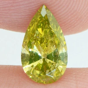 Loose Pear Shape Diamond Fancy Yellow Color 1.05 Carat SI1 Certified Enhanced - Picture 1 of 10