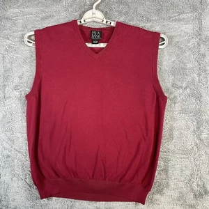 Jos A Bank Sweater Vest Mens Large Burgundy Red Knit Cozy Golf Prep Grandpa - Picture 1 of 9