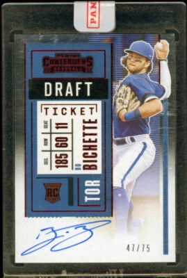 2020 Panini “rookie ticket” BO BICHETTE autograph AUTO factory sealed RC #47/75 - Image 1 of 2