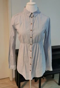Mädchen Damen long Bluse Hemd Tunika Gr. 164 / S blau-gestreift, Baumwolle - Bild 1 von 9
