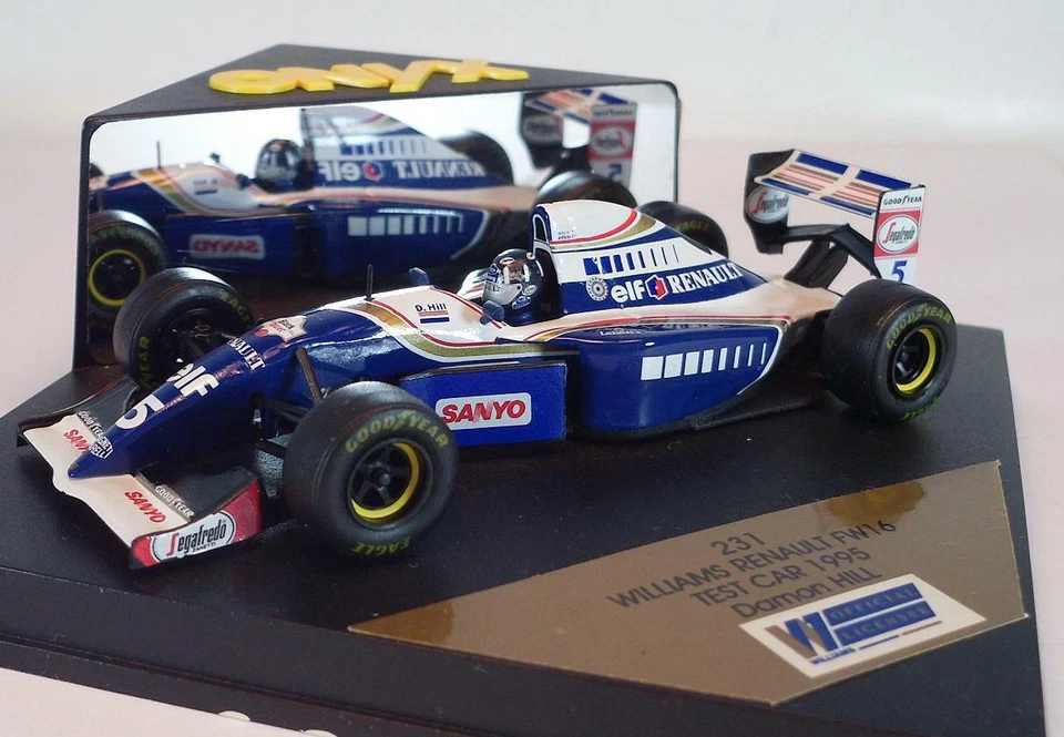 Onyx 1/43 Williams Renault FW 16 Test Car 1995 Damon Hill in Plexi Box #205 - Bild 1 von 1