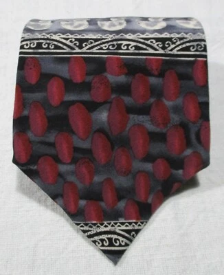 Corbata Jerry Garcia 100% Seda - Gris con Colores Secundarios Rojo y Naranja Foto 1 de 4