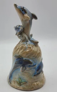Blauer Delfin Familie Glocke Porzellan Keramik Biskuit Keramik Vintage Sammelfigur - Bild 1 von 7