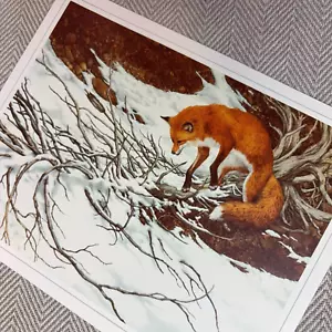 Bev Doolittle Vtg Print 5" x 7" Fox Snow Hunt Snow Winter Camo Nature Book Plate - Picture 1 of 6