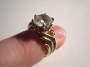 18K GOLD FILLED WEDDING RING SIZE 4 WITH LARGE CZ - BBA-23A - Picture 1 of 7