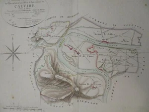 Commune de Calvire Southern France Rhone River 1808 Donnet detailed map - Picture 1 of 4