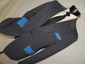 NWOT Men's vintage 1970's Black & Blue polyester jacket coat 40 long - Picture 1 of 8